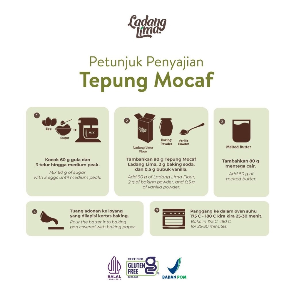 Tepung Mocaf/APF 500g - Tepung Singkong Gluten Free (Pengganti Terigu) Ladang Lima