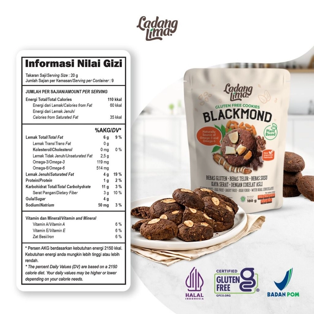 Ladang Lima - Blackmond Cookies 180g | Healthy Cookies With Protein